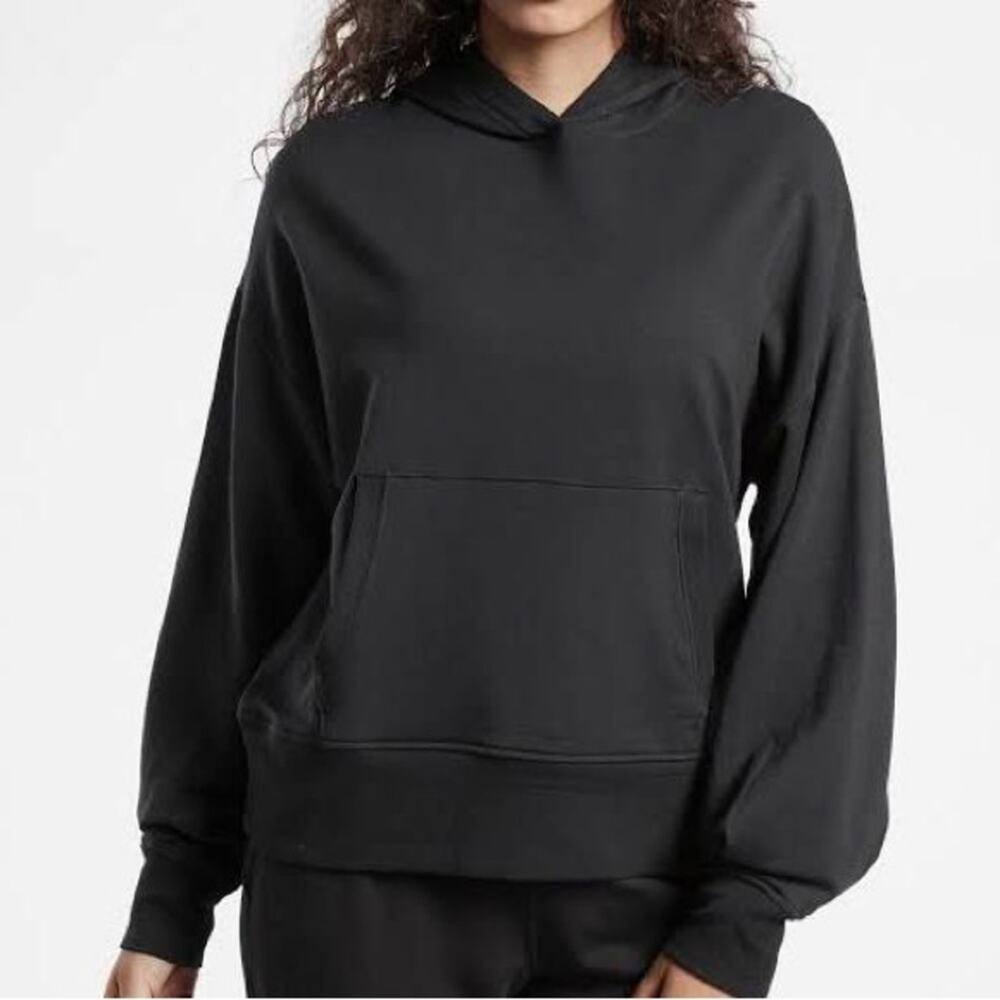 ATHLETA • Black High Low Athletic Hoodie Pullover Sweatshirt